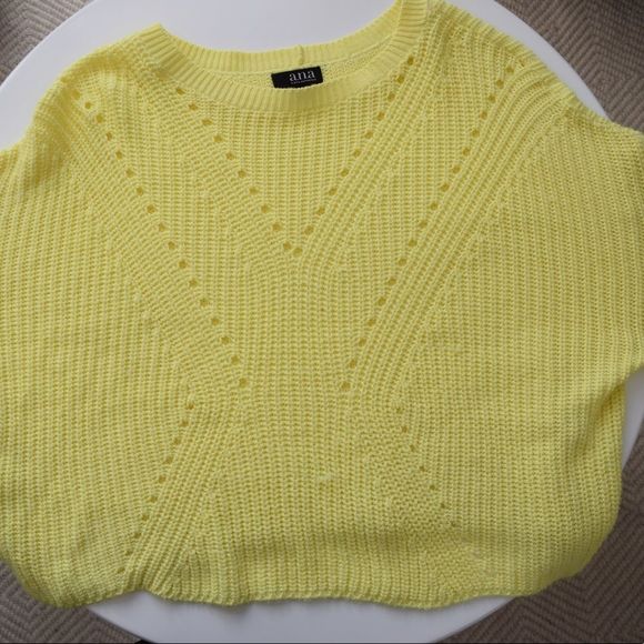 A.N.A BRIGHT YELLOW PERFORATED KNIT SWEATER - Picture 8 of 8